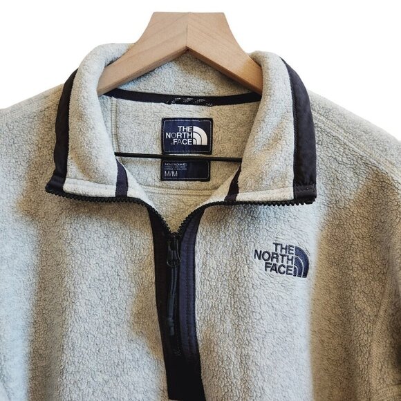 North Face Men's Pyrite Quarter Zip Fleece Jacket in Wild Oat Heather Tan Sz. M - Picture 3 of 4